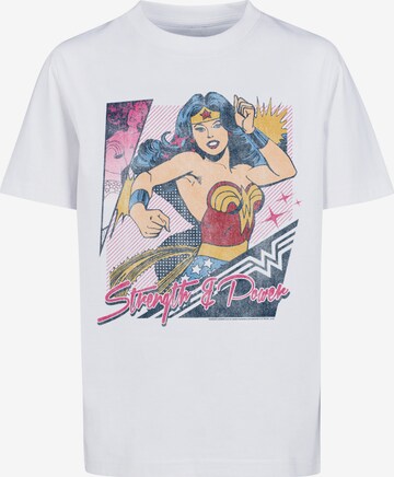 F4NT4STIC Shirt 'DC Comics Wonder Woman Strength & Power' in Wit: voorkant