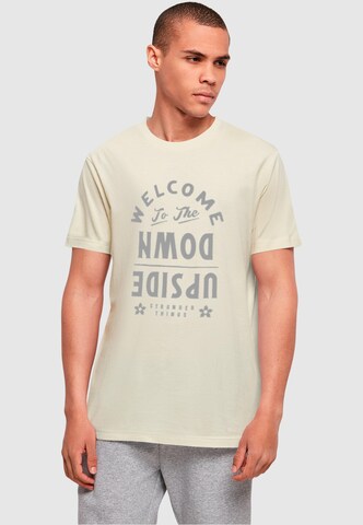 ABSOLUTE CULT Shirt 'Stranger Things - Welcome To Upside Down' in Beige: front