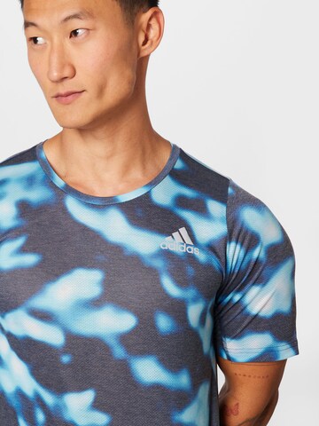 ADIDAS SPORTSWEAR Funkční tričko 'Run Icons 3-Bar Allover Print' – modrá