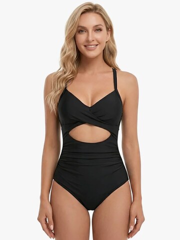 Shapetape Klassiek Shaping-badpak 'Corrigerend Badpak met Cut-Out en Open Rug' in Zwart