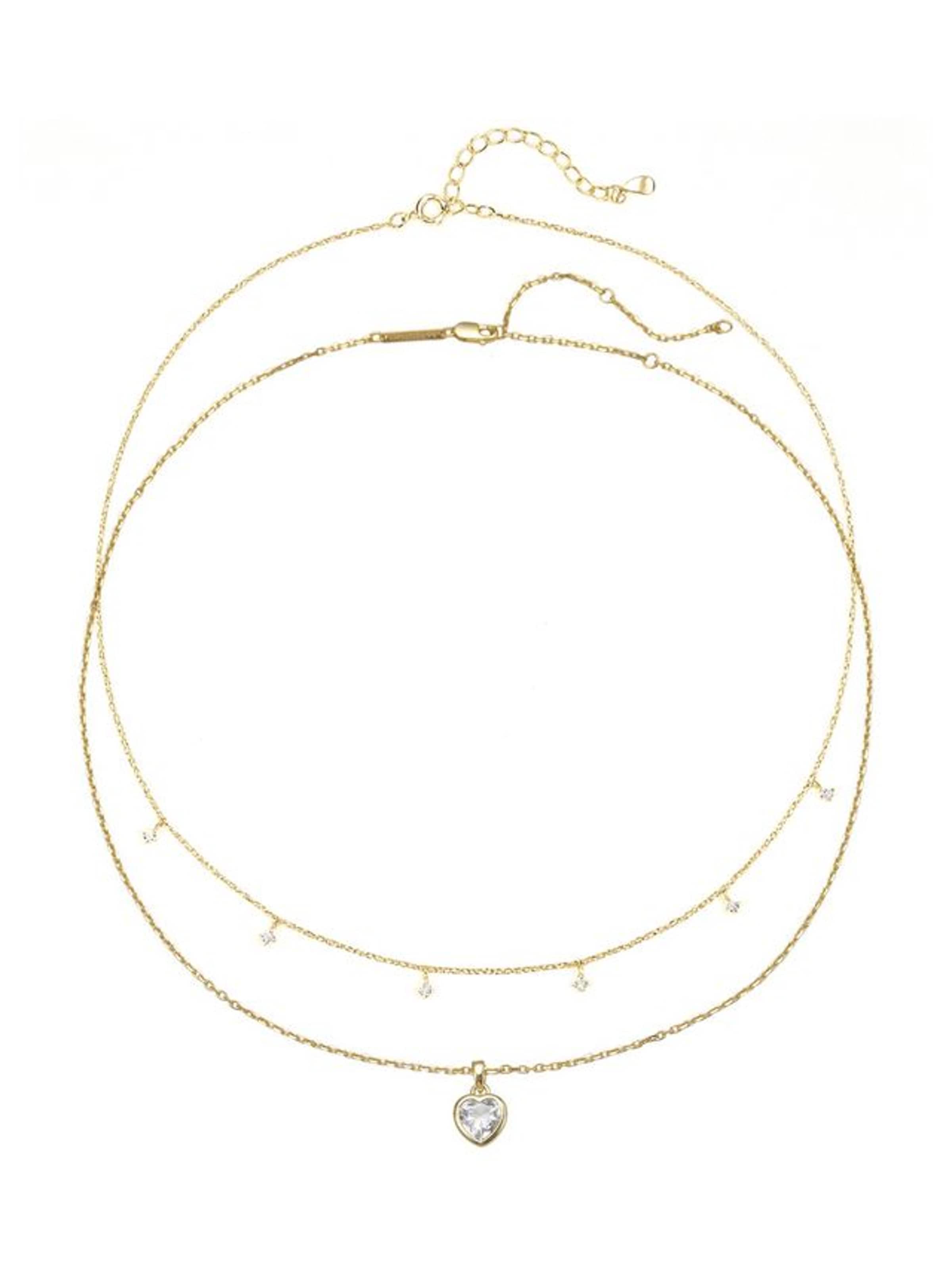 Hey Happiness Necklace 'Crystal Heart' in Gold: front