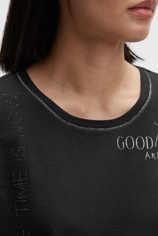 Soccx Langarmshirt mit Print und Schmucksteinen in Schwarz