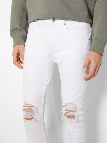 Slimfit Jeans de la Bershka pe alb