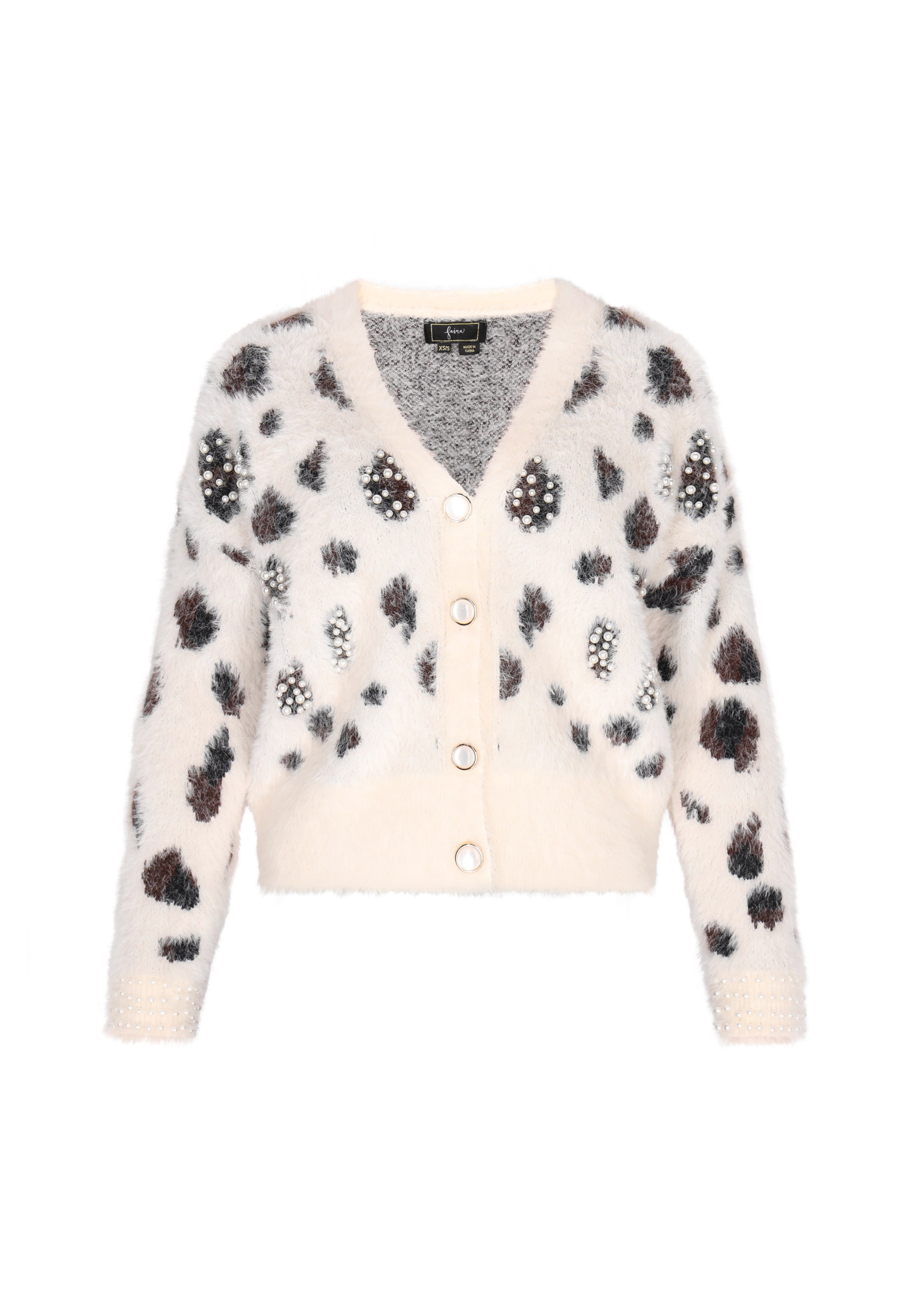 faina Gebreid vest in Wit: voorkant