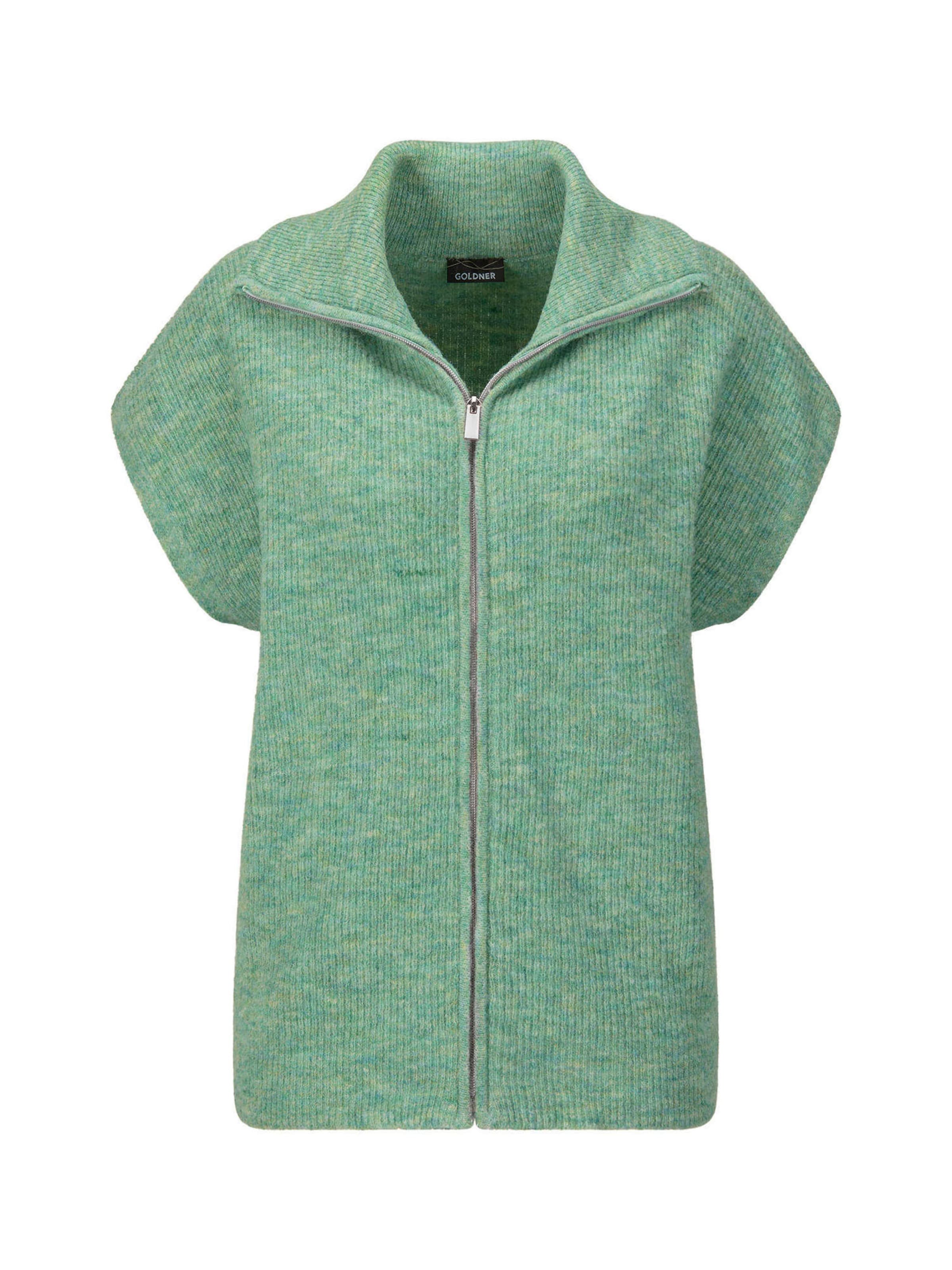 Goldner Strickweste in Grün: Vorderseite