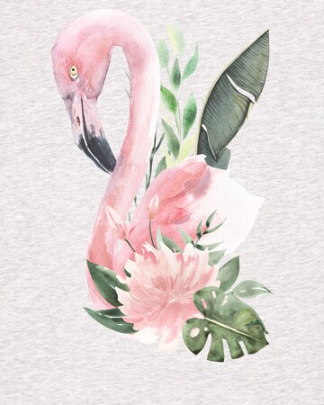 Watapparel Shirt 'Flamingo mit Blumen' in Grey