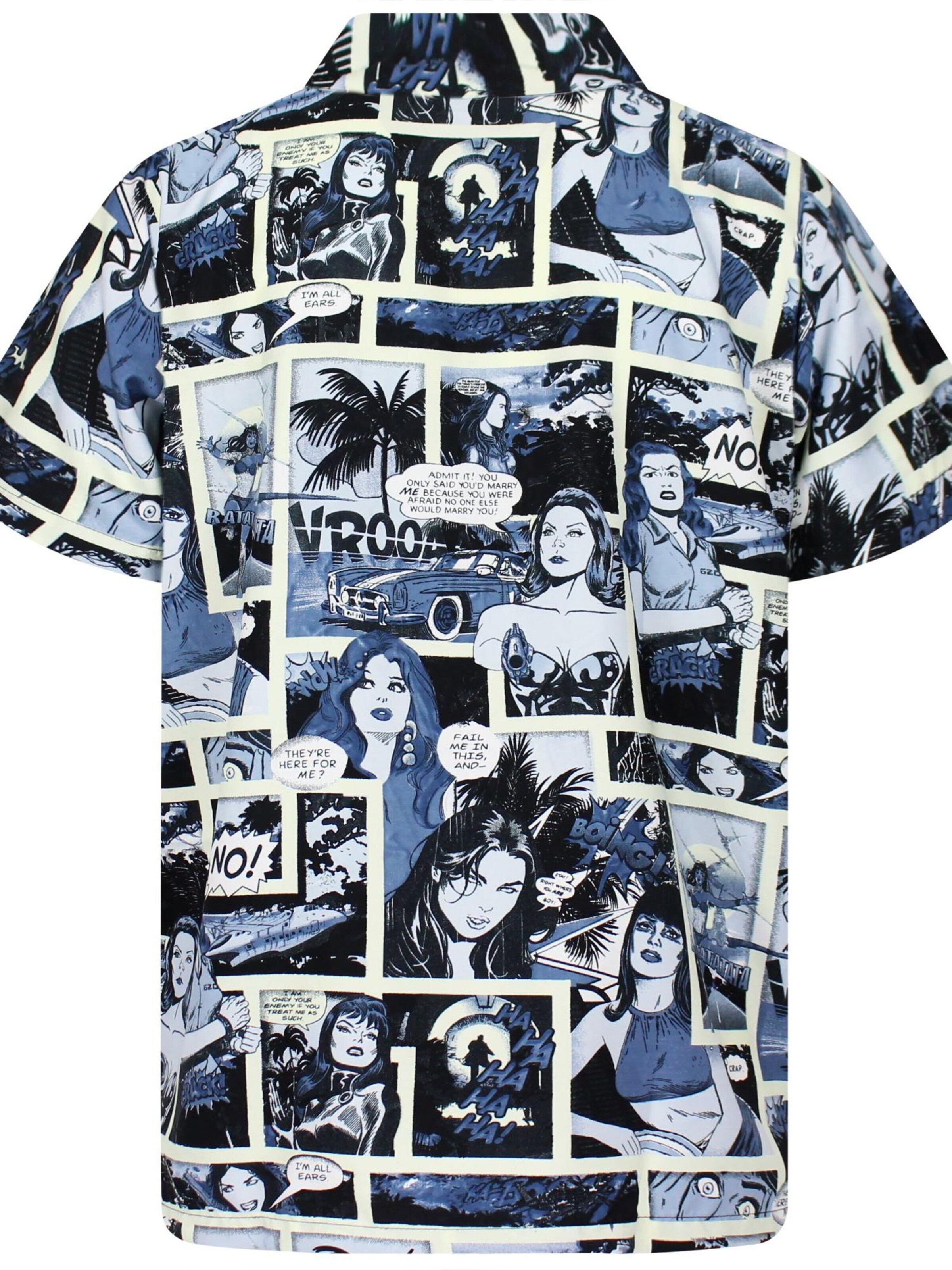 King Kameha Shirt 'Comic' in Zwart