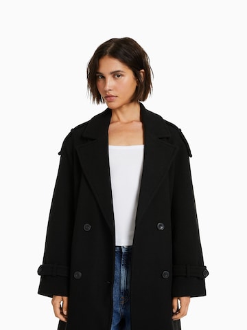 Bershka Between-Seasons Coat in Black: front