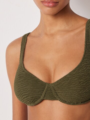 CALZEDONIA Balconette Bikini Top 'Crinkle Waves' in Green