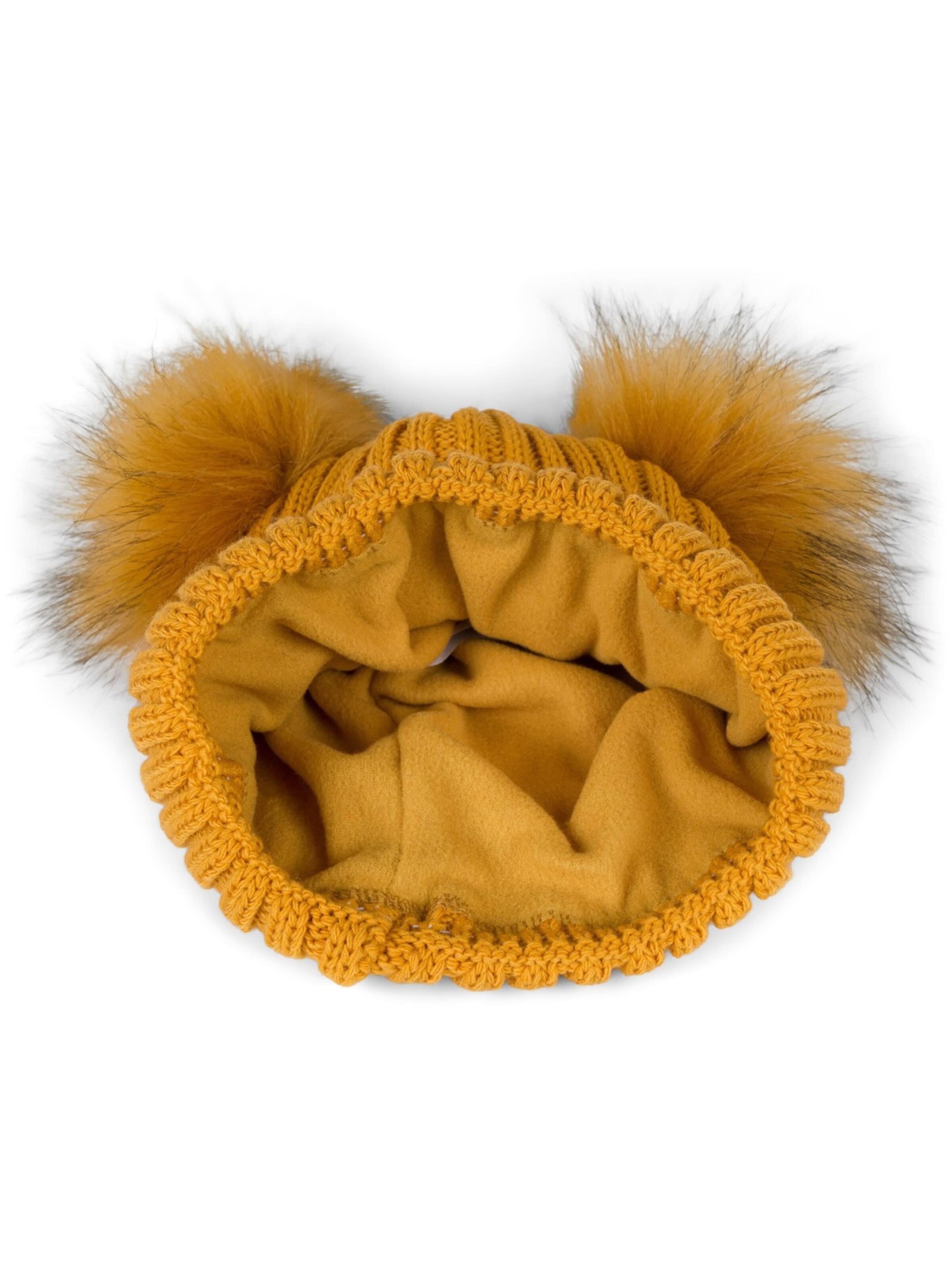 styleBREAKER Beanie 'Kinder Bommelmütze mit zwei Bommel' in Orange