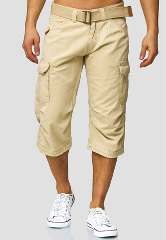 INDICODE JEANS Regular Shorts 'Nicolas Check' in Beige: Vorderseite