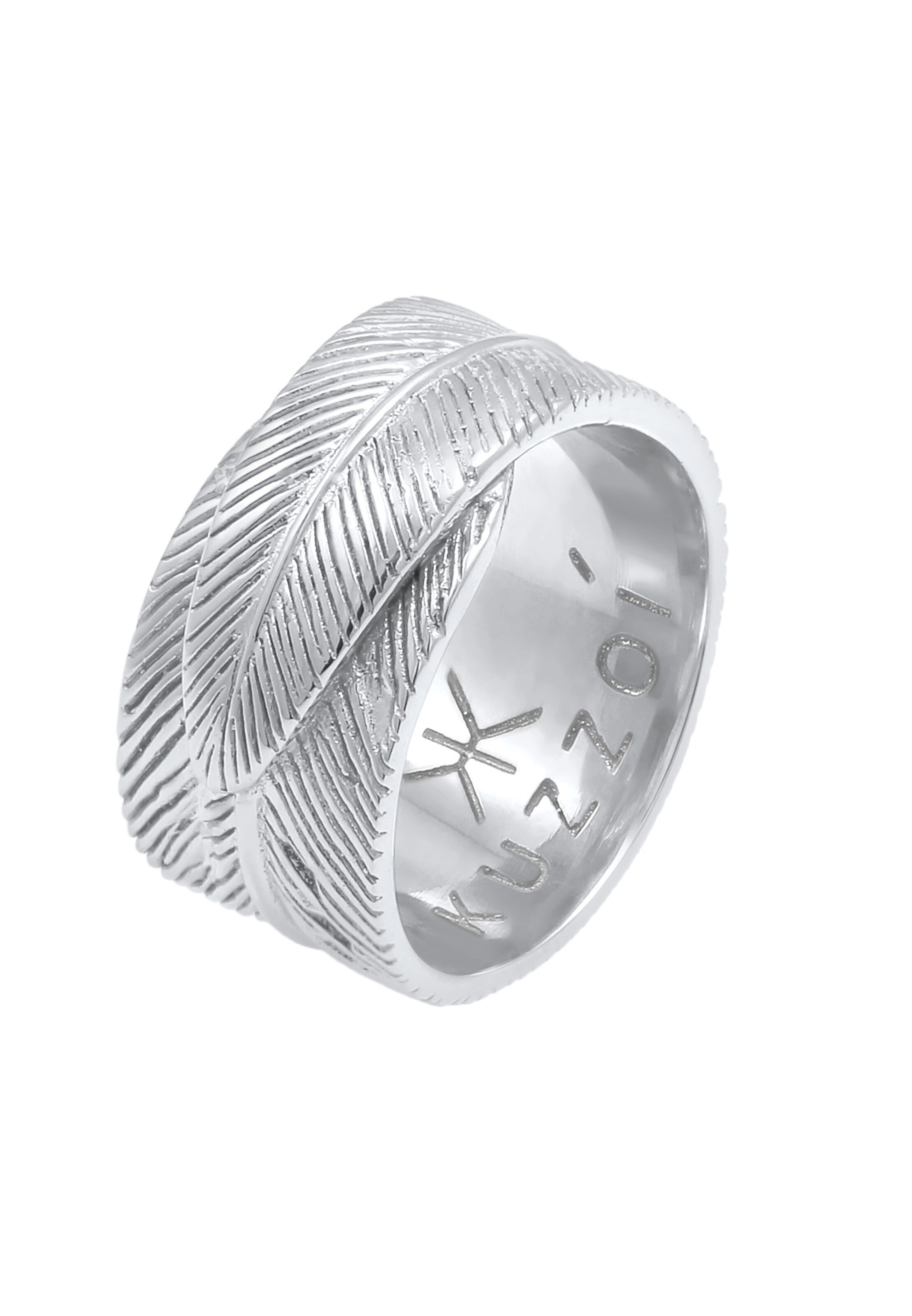 KUZZOI Ring 'Feder' in Zilver: voorkant