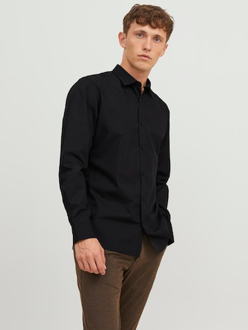 JACK & JONES Слим Рубашка 'JJJOE' в Черный: спереди