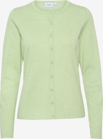 SAINT TROPEZ Knit Cardigan in Green: front