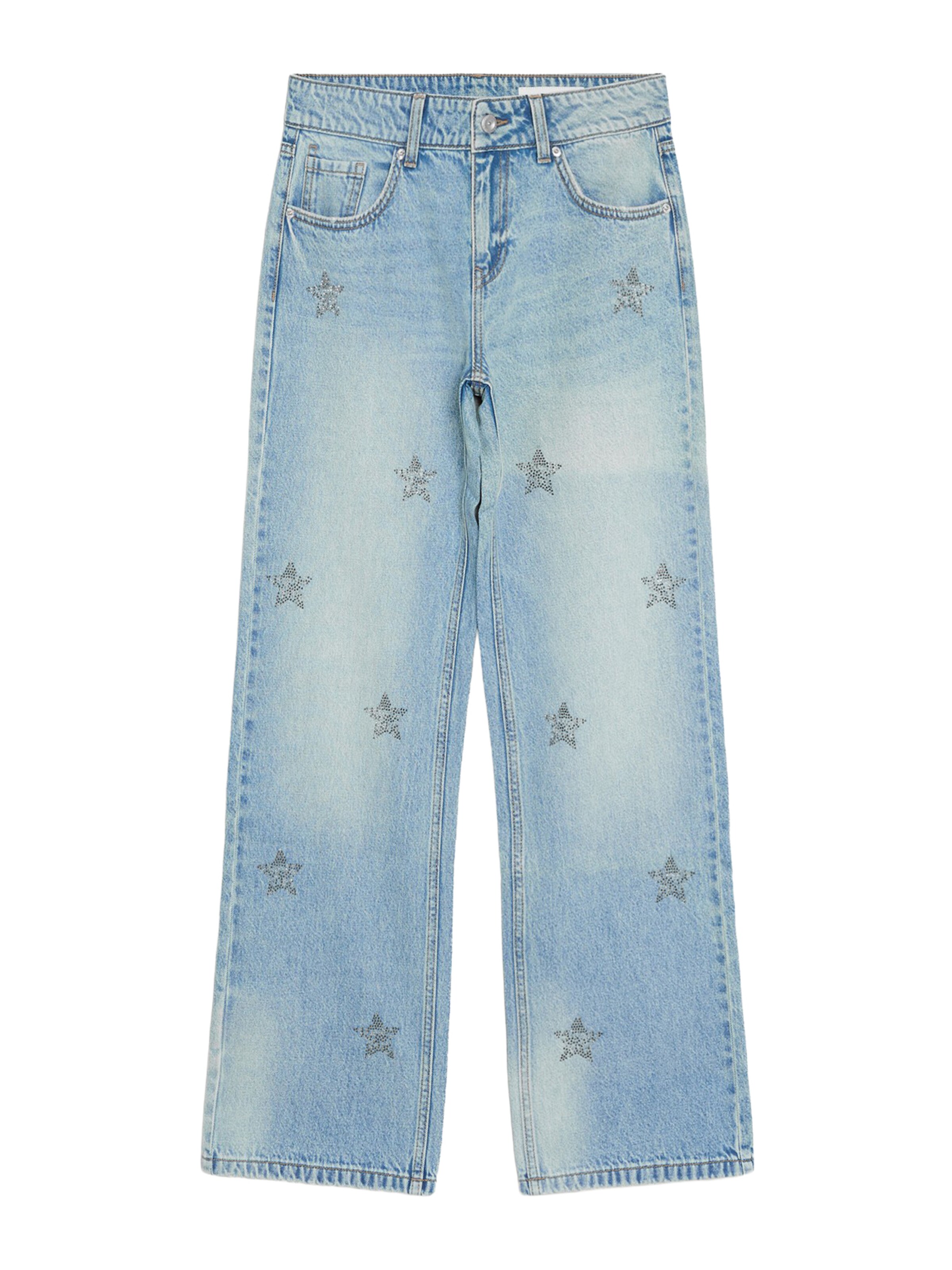 Bershka Wide leg Jeans in Blauw: voorkant
