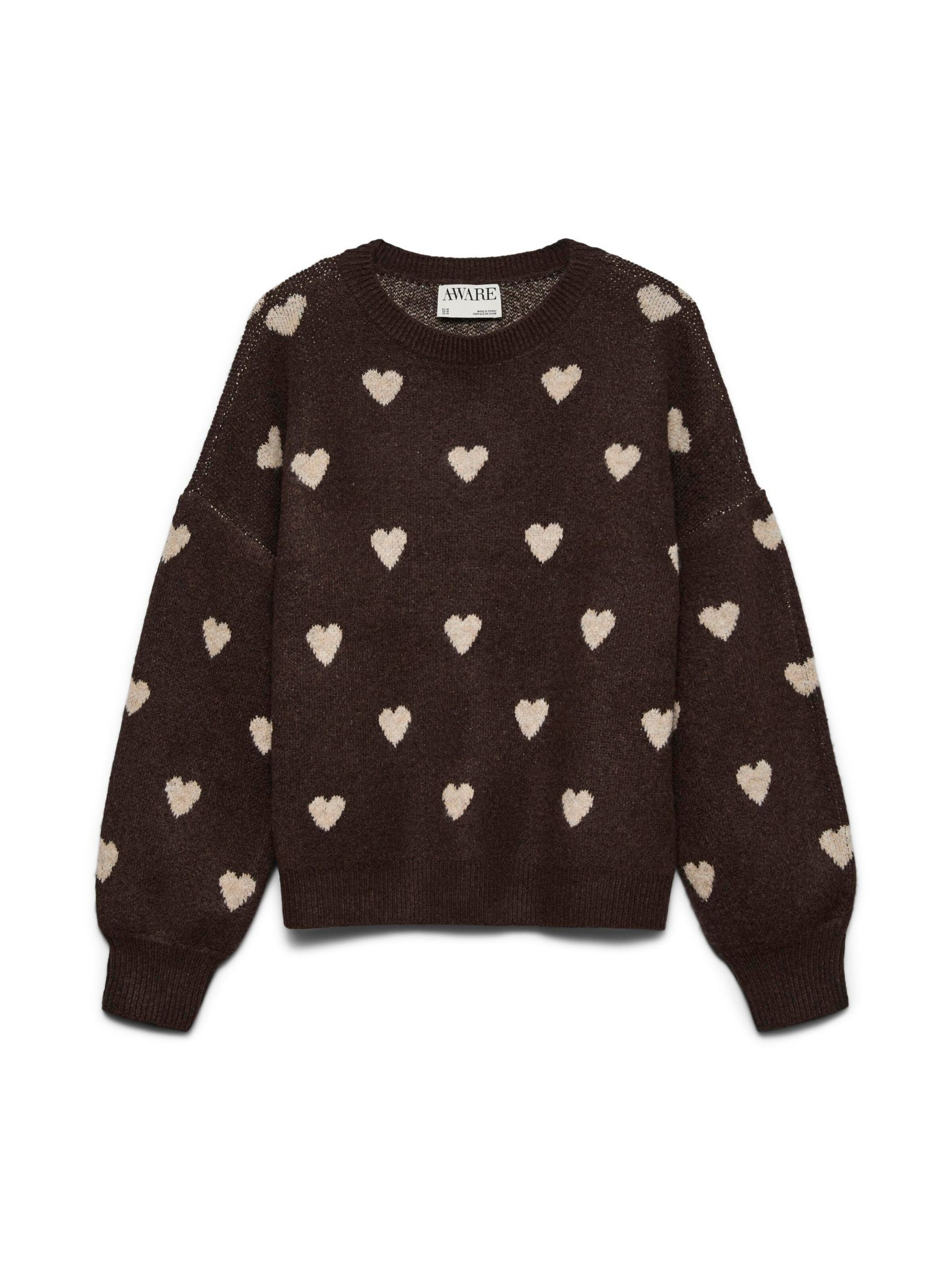 VERO MODA Sweater 'AWHeart' in Brown: front
