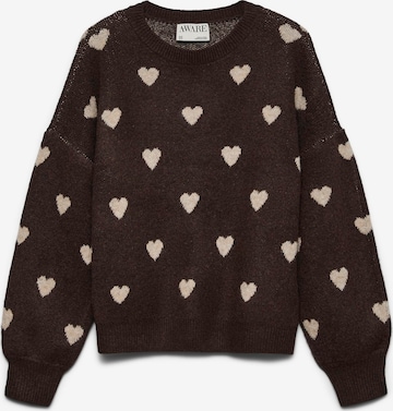 VERO MODA Sweater 'AWHeart' in Brown: front