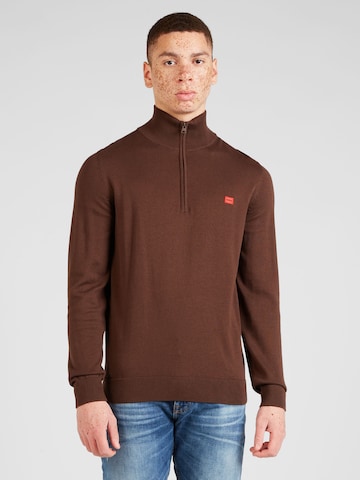 HUGO Red Sweater 'San Quintus' in Brown: front