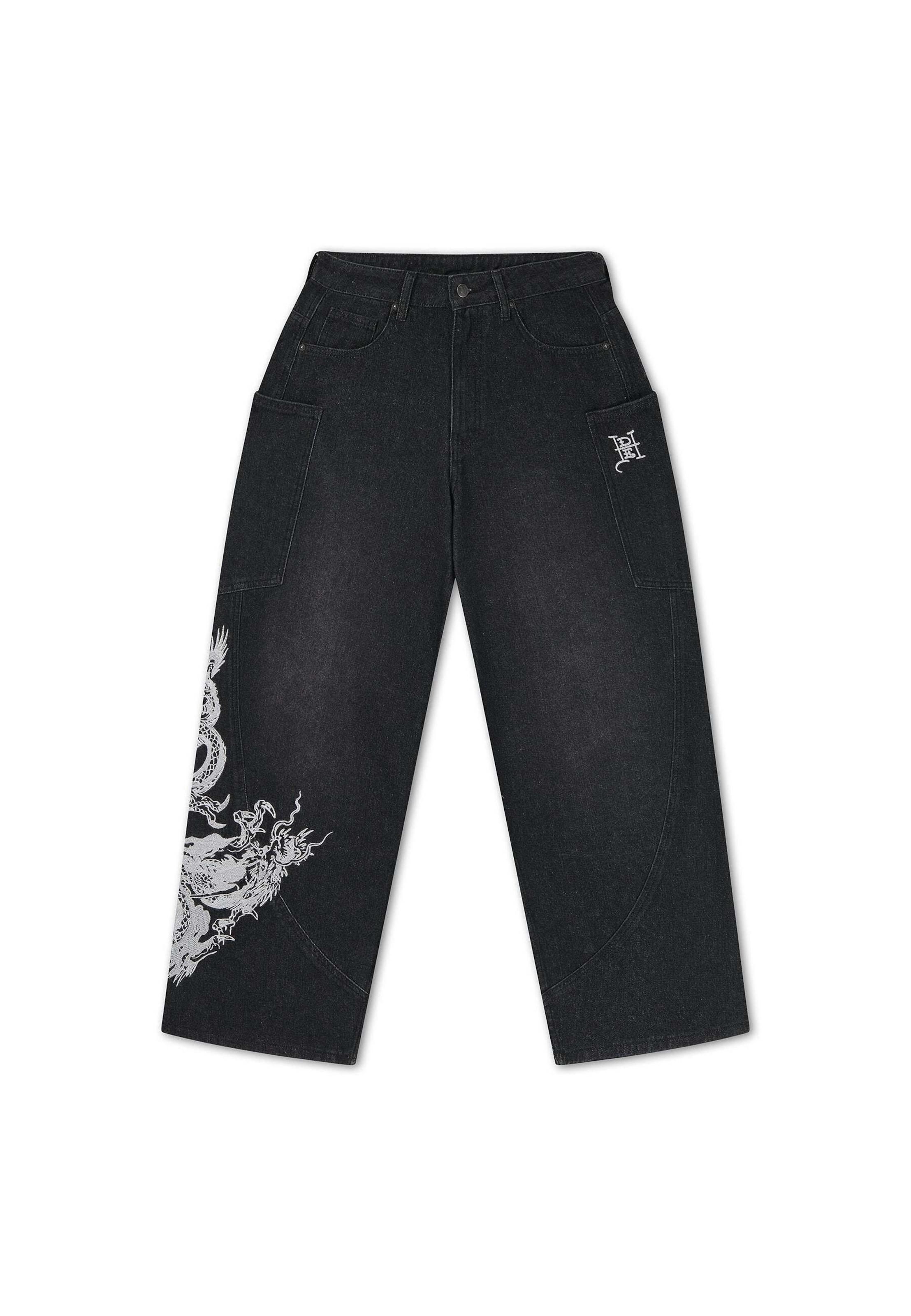 Ed Hardy Loosefit Jeans i svart: framsida