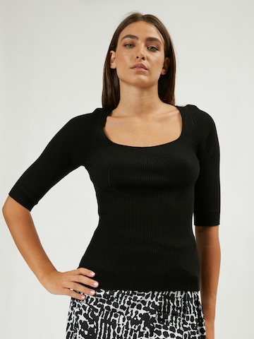 Influencer Sweater 'Ribbed pull' in Black: front