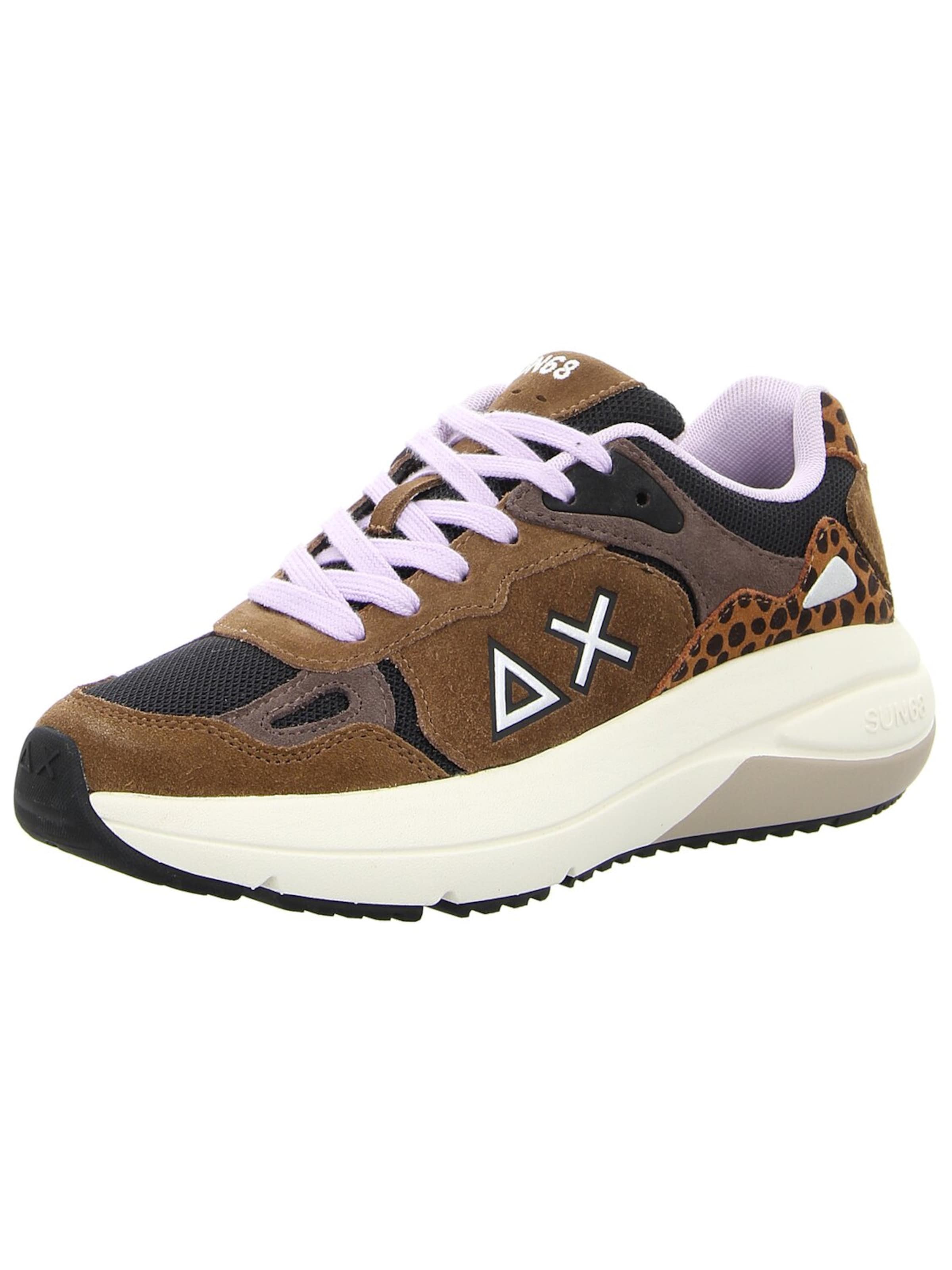 SUN68 Athletic Lace-Up Shoes 'Damen Sneaker Z45225-93 VOLPE Leder und Textil in braun' in Brown: front