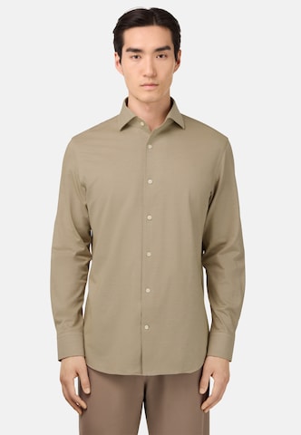 Coupe slim Chemise Boggi Milano en beige : devant