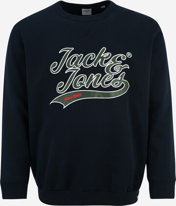 Jack & Jones Plus Mikina 'BECKS' – modrá: přední strana