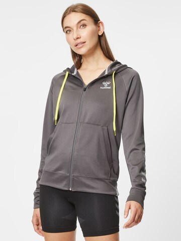 Hummel Athletic Zip-Up Hoodie in Black: front