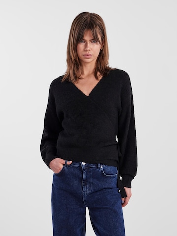 PIECES Knit Cardigan 'ELLEN' in Black: front