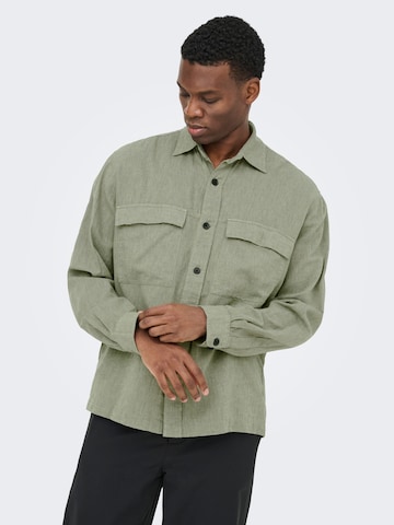 Only & Sons Regular fit Button Up Shirt 'ONSCaiden' in Green