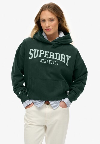 Sweat-shirt 'Athletic Essentials' Superdry en vert : devant