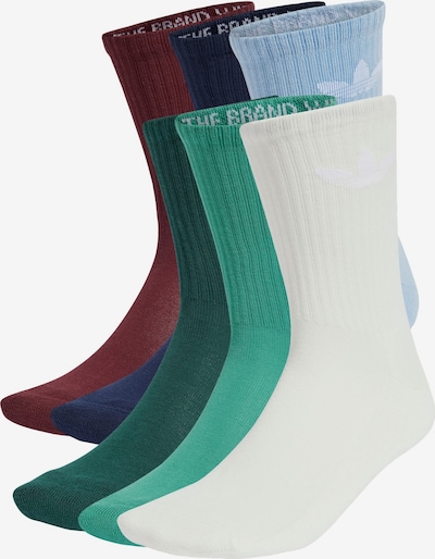 31-33 dydžio Kojinės 'Trefoil Cushion' iš ADIDAS ORIGINALS, spalva – šviesiai mėlyna / tamsiai žalia / vyno raudona spalva / balta, Prekių apžvalga