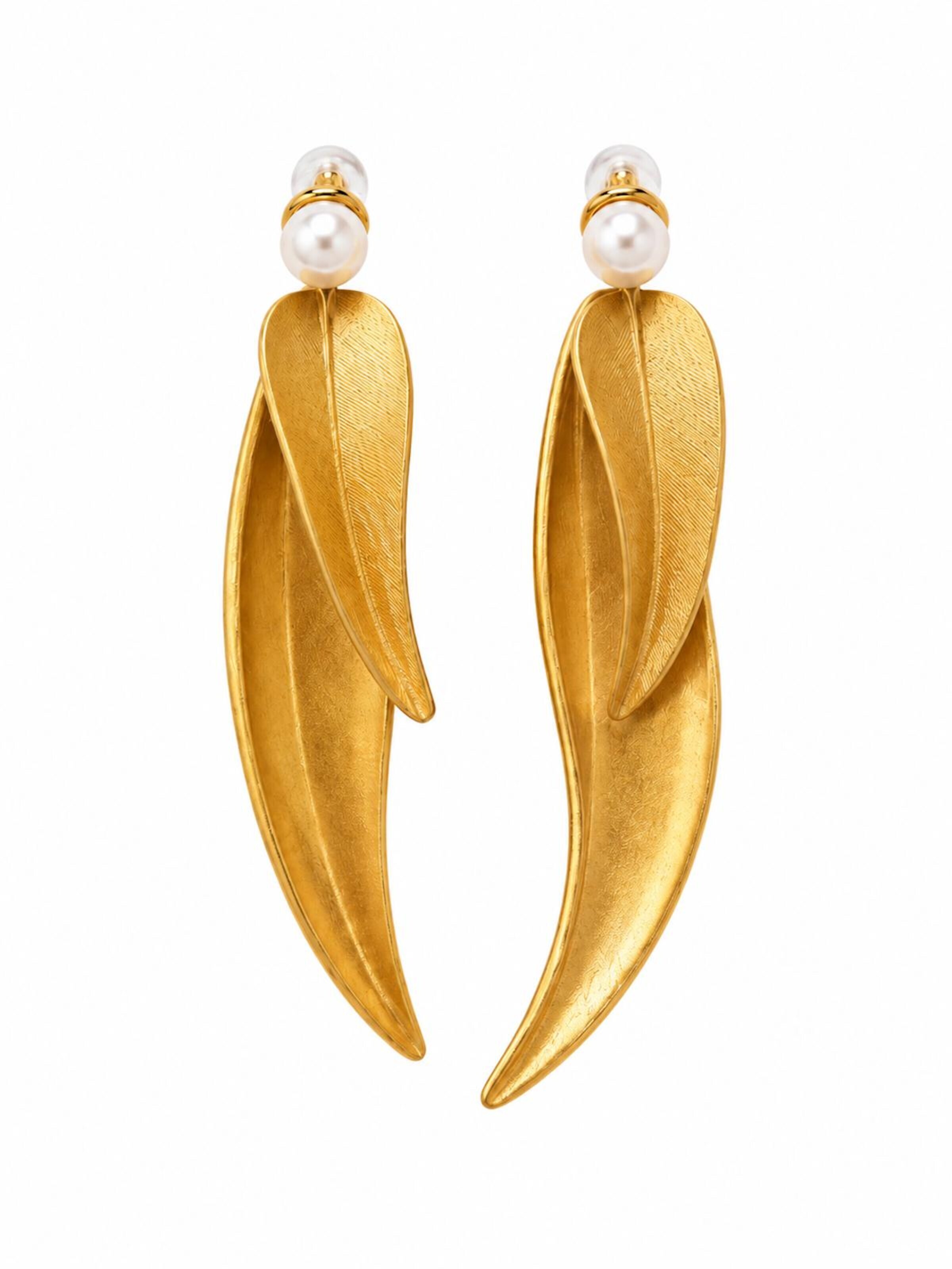 LanLivia Boucles d'oreilles en One Size en or / blanc perle, Vue avec produit