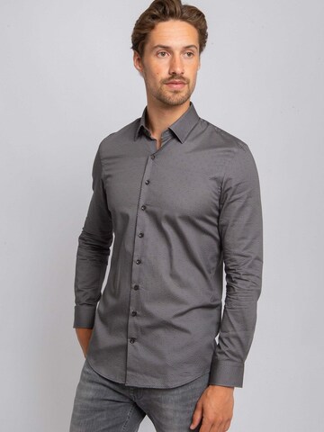 Suitable Slim fit Overhemd in Grijs: voorkant