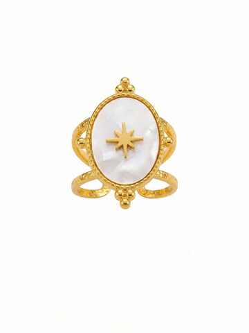 Nemomatheo Ring 'Morning Star – Eleganter Perlmuttring' in Gold: front