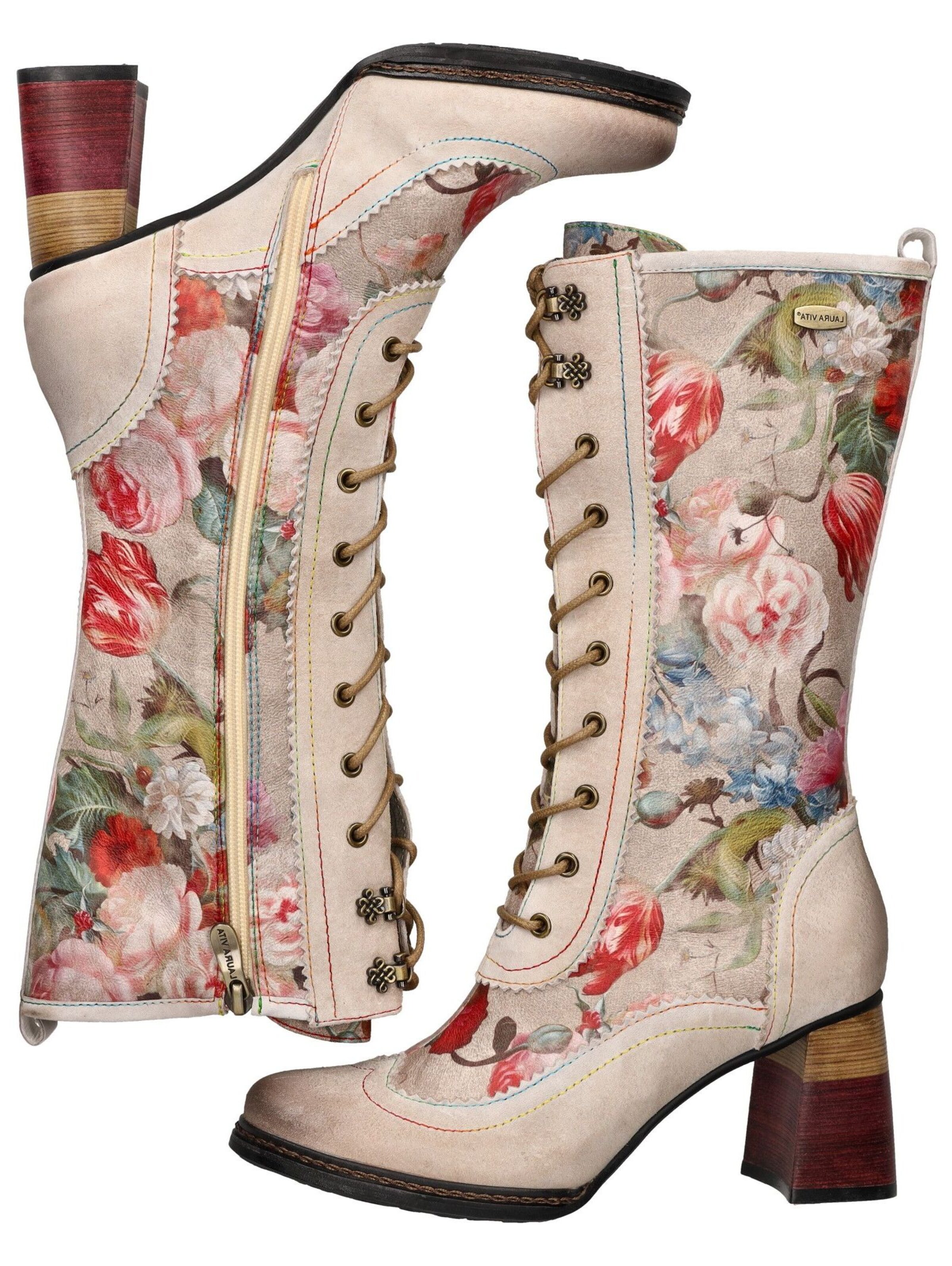 Bottes à lacets Laura Vita en beige