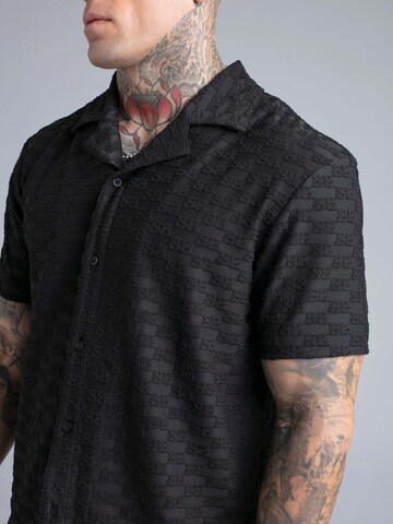 Fit confort Chemise 'Towelling' SikSilk en noir