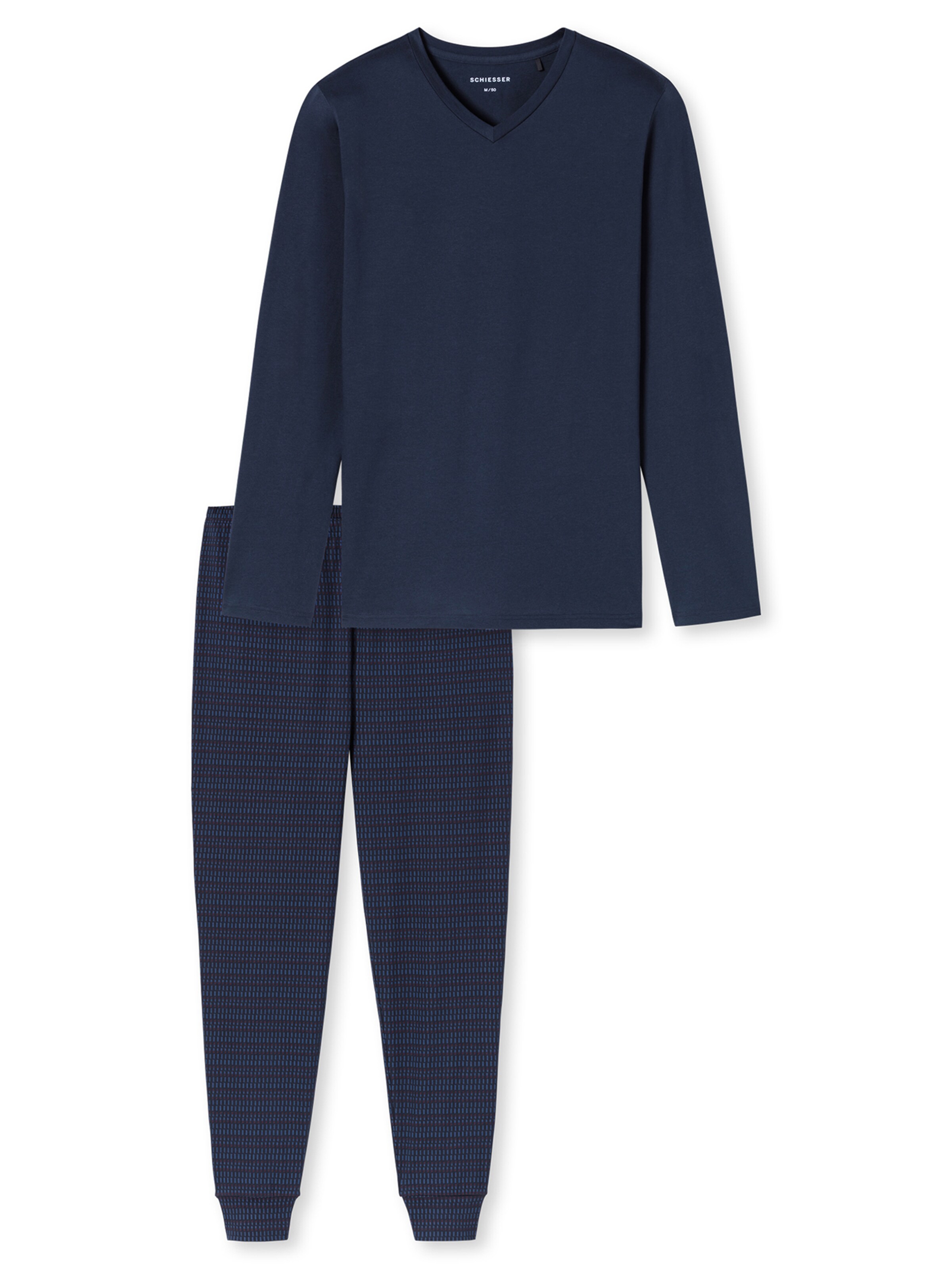 SCHIESSER Long Pajamas ' Casual Essentials ' in Blue: front
