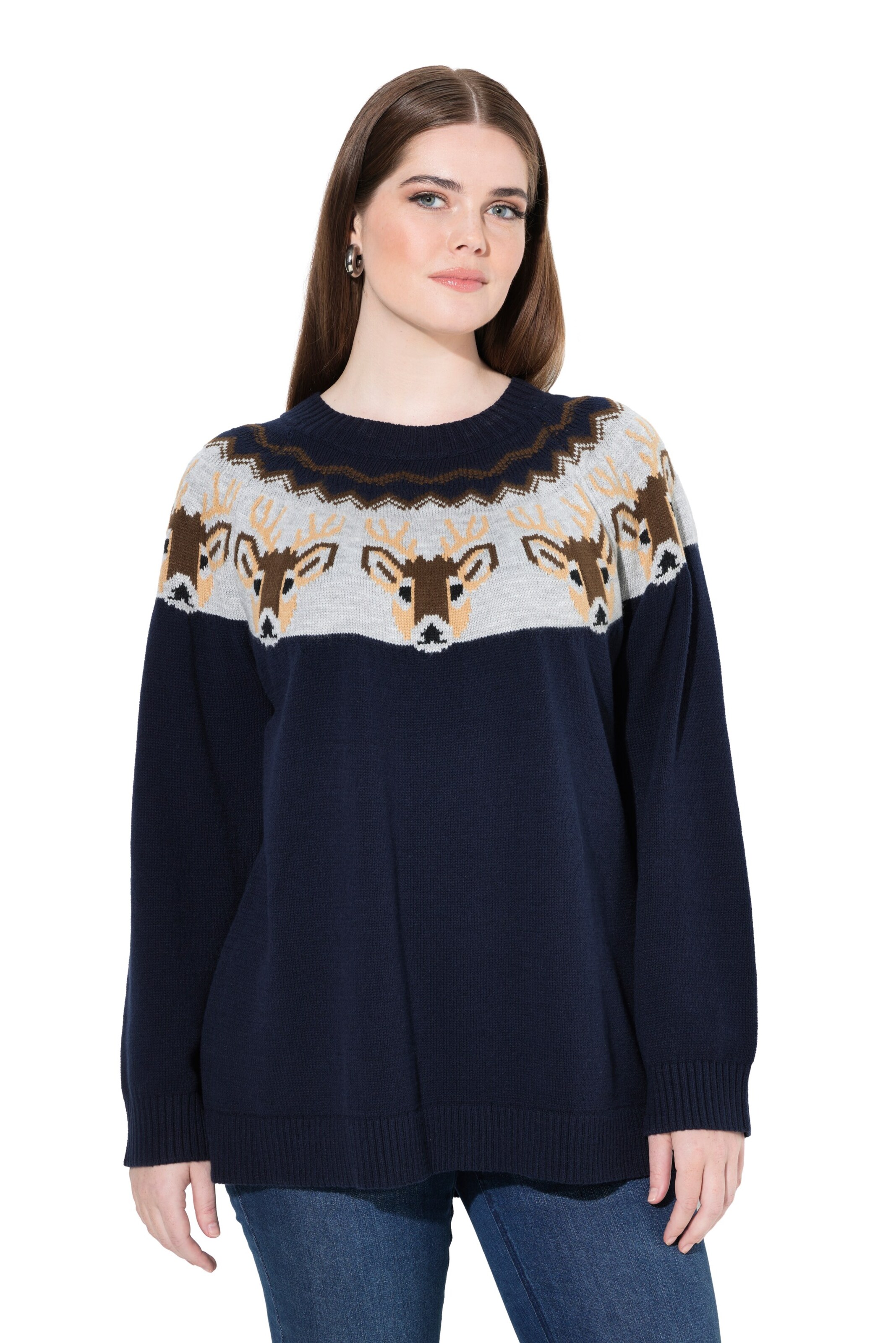 Ulla Popken Trui in Blauw: voorkant