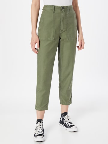 Madewell tavaline Püksid, värv roheline: eest vaates