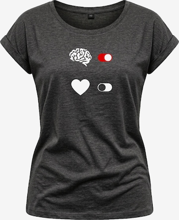 MAKAYA Shirt 'BrainOn' in Grey: front