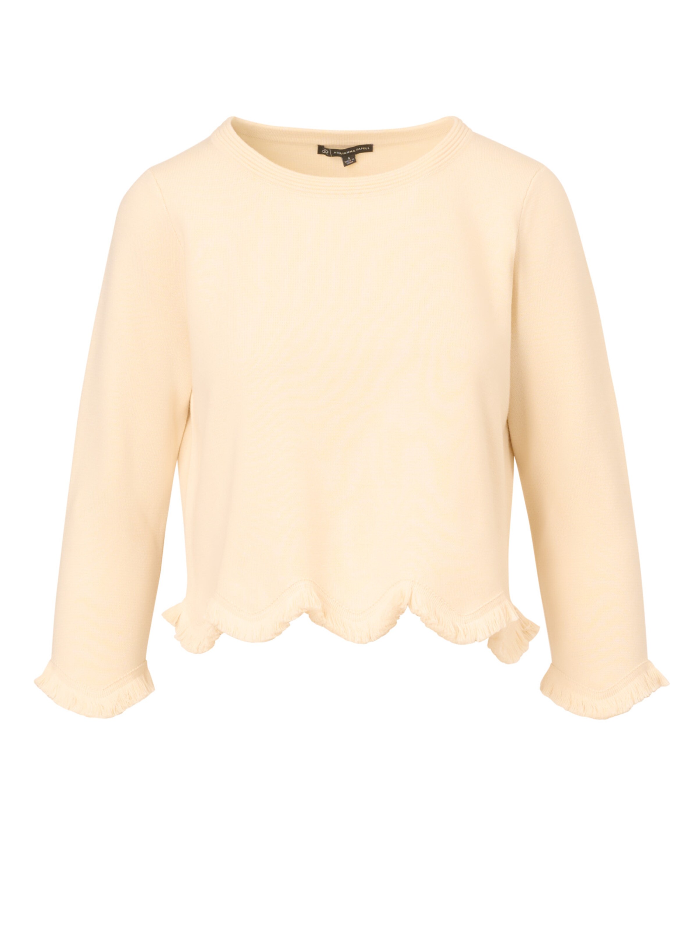Adrianna Papell Pullover 'Boat Neck 3/4 Sleeve Pullover Sweater with Wavy Fringe Hem' in Beige: Vorderseite