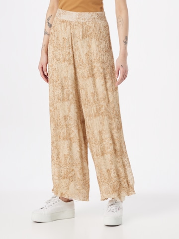 LA STRADA UNICA Wide leg Broek 'CLEO' in Beige: voorkant