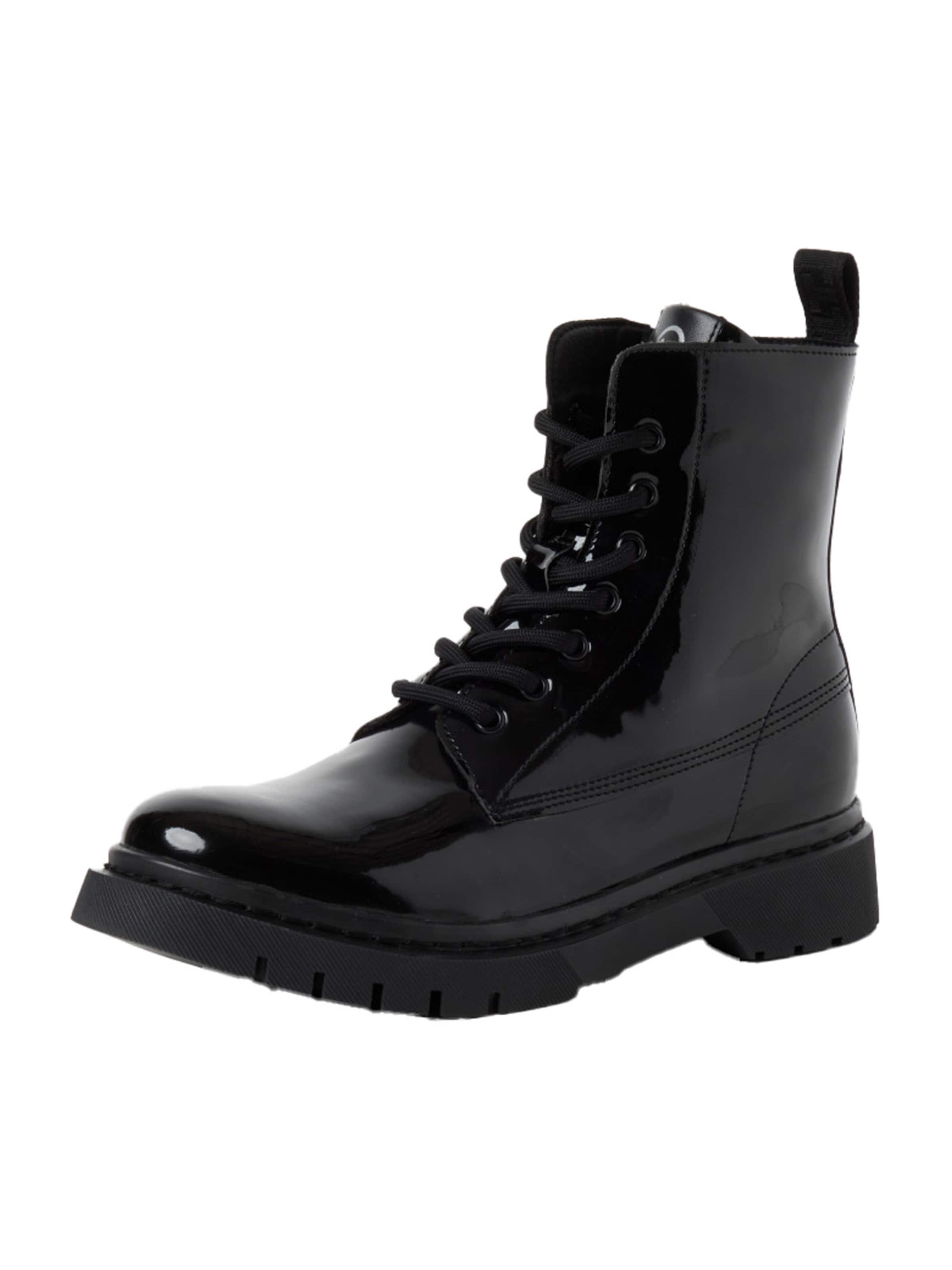 Tamaris Lace-Up Ankle Boots in Black: front