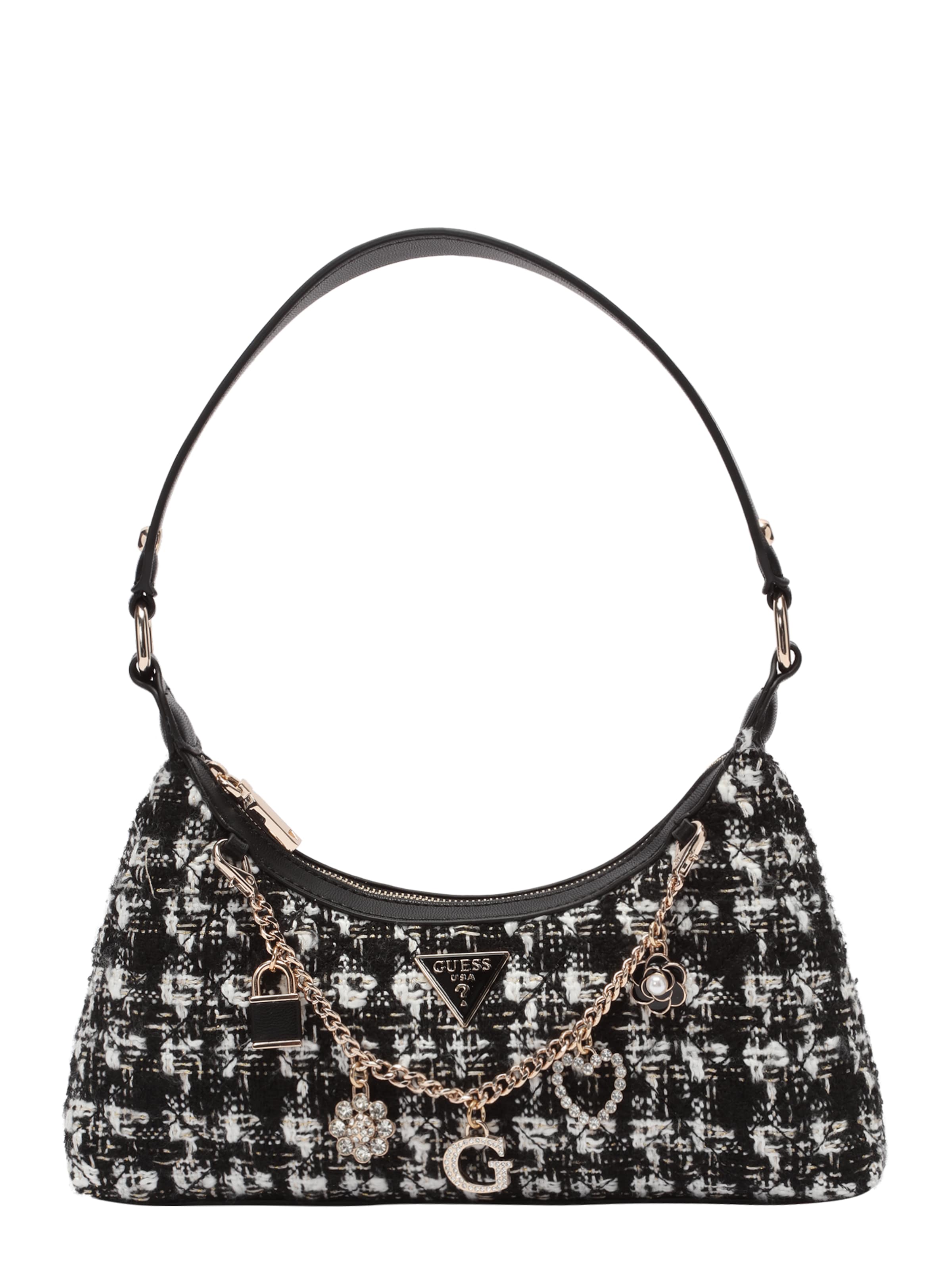 GUESS Чанта за през рамо 'EVERLEE TOP ZIP SHOULDER BAG' в черно: отпред