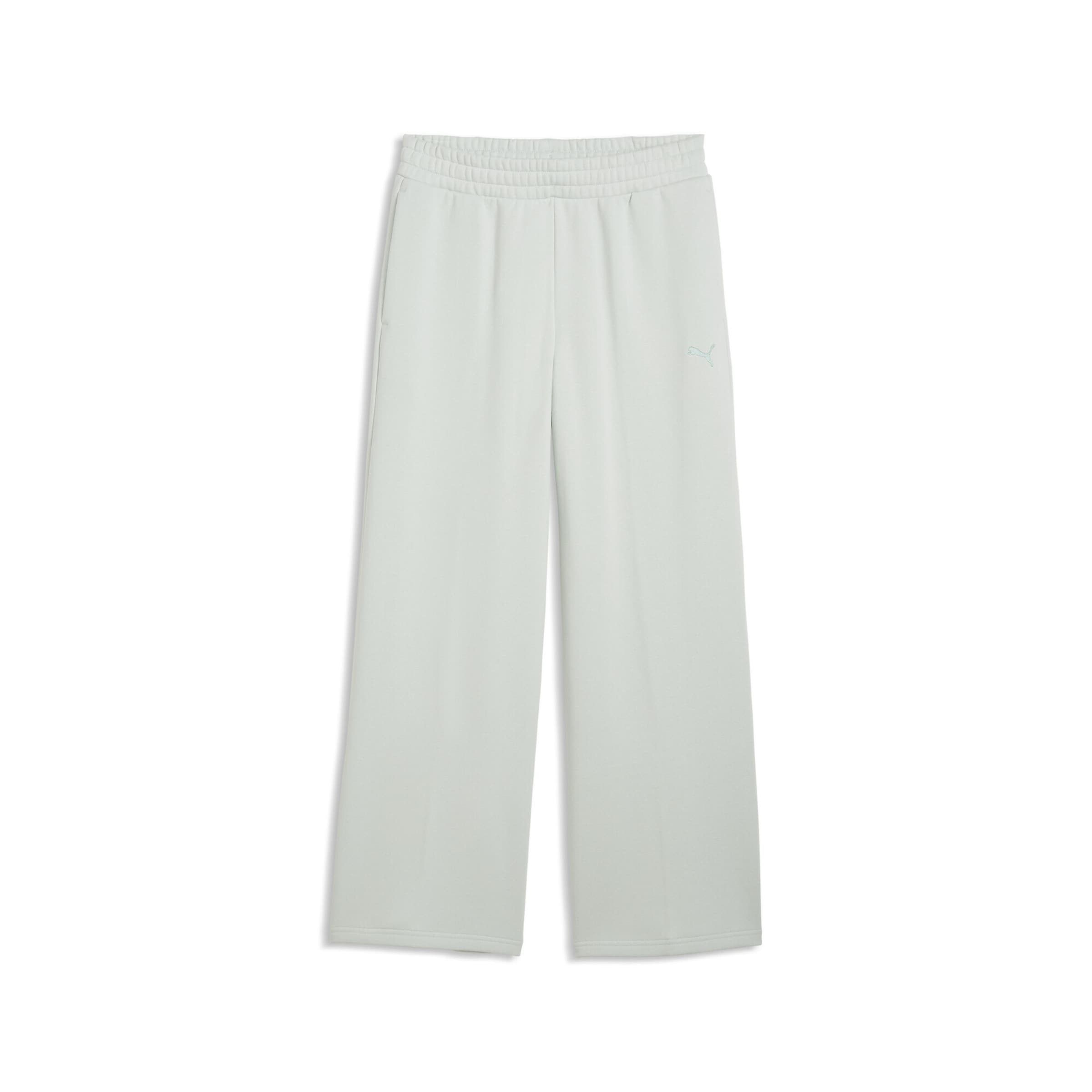 PUMA Wide leg Broek 'Essentials ' in Groen: voorkant