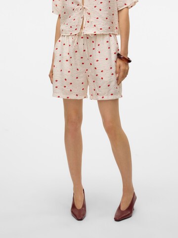 VERO MODA Regular Trousers 'VMOdette' in White: front