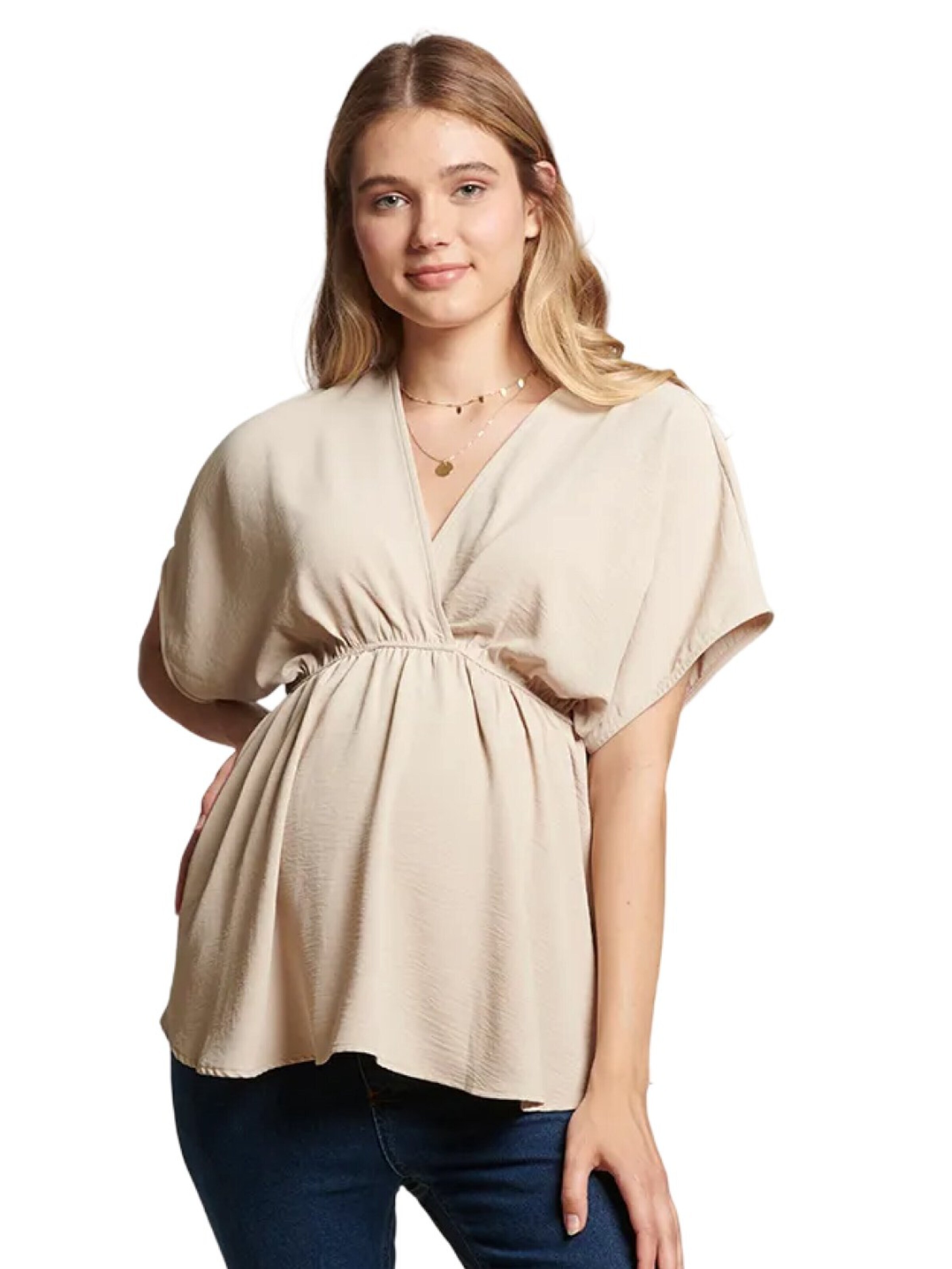 LYN MAMA Blouse in Beige: voorkant