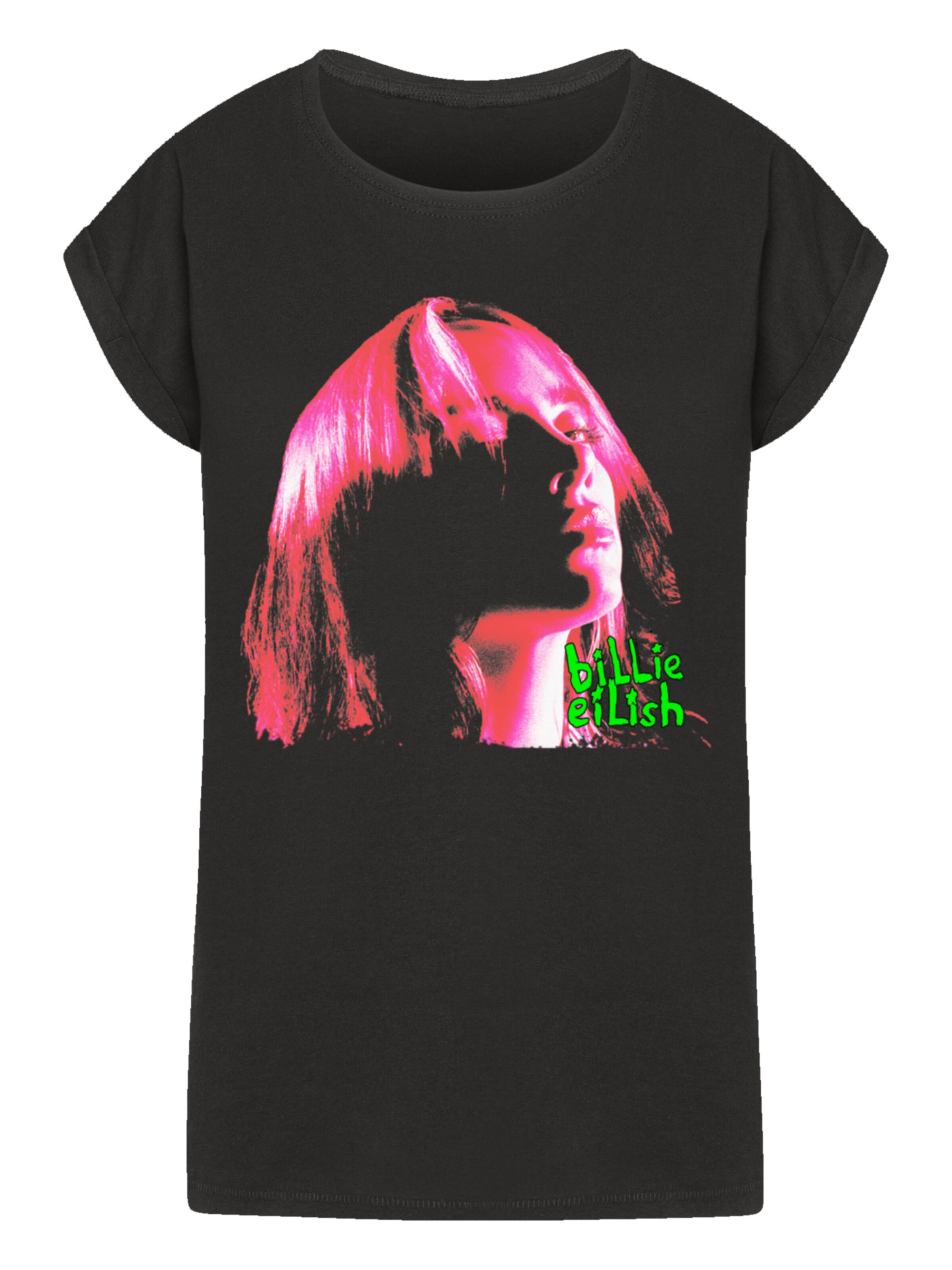 F4NT4STIC T-Shirt 'Billie Eilish Pink Face' in Schwarz: Vorderseite