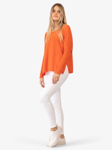 Rainbow Cashmere Pullover in Orange